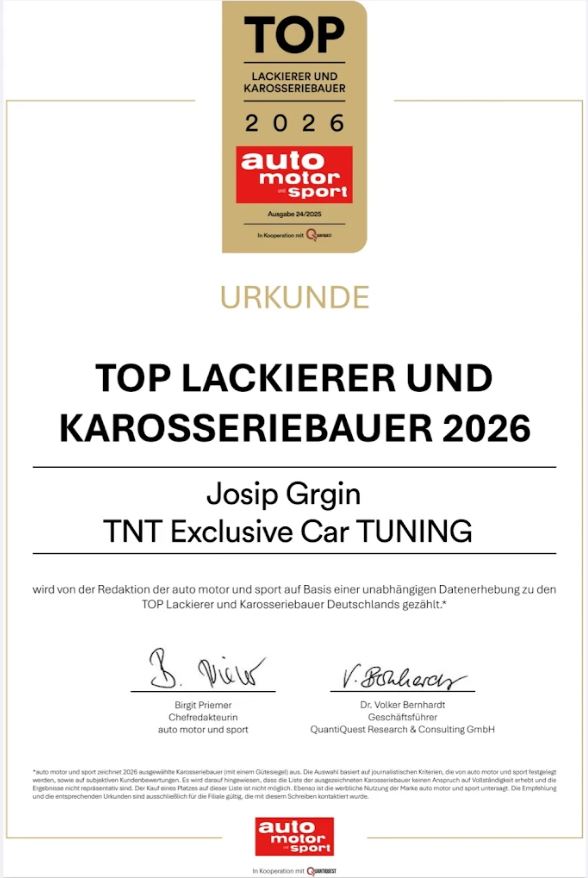 Auto Motor und Sport - Top Lackierer und Karosseriebauer Urkunde 2026